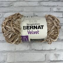 An item in the Crafts category: Bernat Velvet Yarn 10.5 oz Mushroom Brown Tan Weight 5 Bulky 315 Yards New