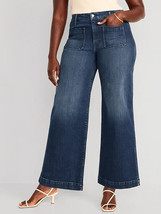 Old Navy Wide Leg Trouser Jeans Womens 16 Tall Blue Extra High Rise Stre... - £27.16 GBP