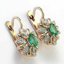 3Ct Oval Cut Emerald CZ Snowflake Hoop Earrings 14K Yellow Gold Plated - £94.36 GBP