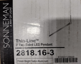 LED Pendant Light 3&#39; Two-Sided, Bright Satin Aluminum - Sonneman Thin-Line™ - $236.61