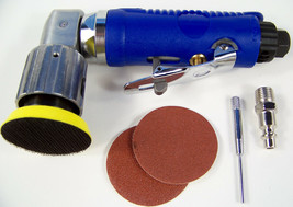 2" Mini Orbital 90 Degree Angle Air Sander Tool Hook And Loop With Discs And Pad - $42.01