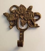 India Vintage Brass Rose Floral Wall Hook for Hanging Robes Purses Bags Keys - £20.00 GBP