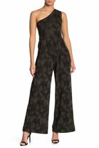 Free People  Jumpsuit Size Medium Maya Green Black Pants One Piece One Shoulder - £30.92 GBP