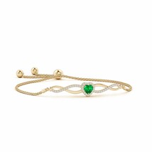 ANGARA Heart-Shaped Emerald Infinity Bolo Bracelet for Women in 14K Solid Gold - £1,468.30 GBP