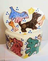 Heart Shape Ceramic Covered Box by Sari Studio Dogs Hand Painted - £15.01 GBP