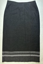 Eddie Bauer Faux Wrap Maxi Skirt Sz 14 (32.5&quot;Waist) Dark Gray Wool Blend Lined - £23.97 GBP