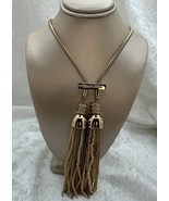 MASSIMO DUTTI Necklace Gold Tone Snake Chain w/Tassels &amp; Crystals 20&quot; - $466.91 MXN