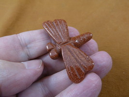 (Y-DRAG-551) Orange DRAGONFLY dragon fly BUG carving gemstone FIGURINE i... - $14.01