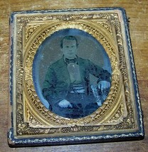 c1855 Antique Victorian Man Ambrotype Photo George Underhill Id - £31.57 GBP