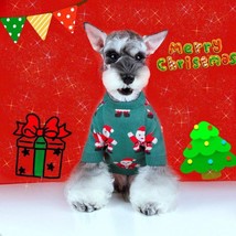 Schnauzer Teddy Winter Christmas Sweater - Festive Santa Claus Green Pet Sweater - £18.15 GBP+
