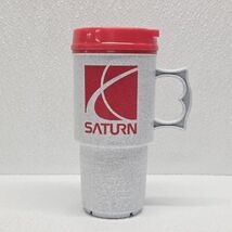 Vintage SATURN Car Company Gray Red Coffee Travel Mug Plastic Cup - $29.60