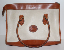 Dooney &amp; Bourke Classic AWL Cream Tan Leather Tote Bag Purse - £51.36 GBP