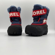 Sorel Snow Commander Toddler Black Blue Red Winter Boots Size 6 Faux Fur - £27.18 GBP