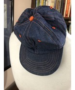 Vintage denim 1960&#39;s trucker ball work cap orange stitch Campus Made in ... - $84.15