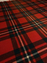 Vintage Plaid Wool Throw 56x63 Ireland Fringe - £35.55 GBP