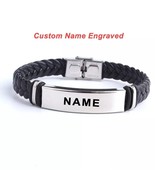 Pulsera de cuero con logotipo personalizado para hombre y mujer, brazalete - £16.08 GBP