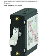 Blue Sea 20A AC/DC Magnetic Circuit Breaker 20Amp Single Pole Marine Boa... - €34,16 EUR