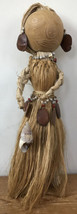 Vtg Tropical Tiki Hawaiian Coconut Hair Straw Grass Shell Doll Travel So... - £128.19 GBP