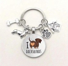 I love Dachshunds Keyring / Keychain - Sausage Dog Gift Idea - $8.79