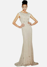 Alice+Olivia Cream White Pearls Silver Beads Gown Dress Sz.0 Ret.$2455 Nwt - £1,282.13 GBP