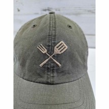 Spatula and Fork Cooking Cooks Hat / Cap Adjustable Olive Army Green Emb... - $9.73