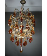Vintage Solid Brass 8 Lights Genuine Honey Crystal Chandelier PENDANT Fi... - €472,98 EUR