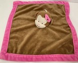 Tiddliwinks brown pink plush monkey small security blanket baby toy lovey - $7.27