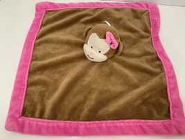 Tiddliwinks brown pink plush monkey small security blanket baby toy lovey - £5.71 GBP