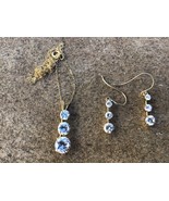 10k Yellow Gold Pendant and Earring Set Cubic Zirconia Solid Gold 19 1/2... - $134.25 CAD