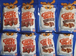 8 Bags (36 oz.) Dog Snacks - (4) Beef (4) Hot Dog Minis - 4.5 oz. ea. x 8 - $32.30