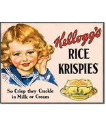 Kellogg&#39;s Rice Krispies Breakfast Cereal Retro Ad Kitchen Wall Decor Met... - £12.53 GBP