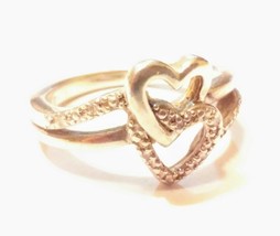 Genuine Diamond Double Heart Promise Friendship Ring Stamped P4SR SZ 5 Ring - £23.97 GBP