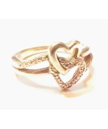 Genuine Diamond Double Heart Promise Friendship Ring Stamped P4SR SZ 5 Ring - £23.56 GBP
