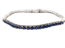 Blauer Saphir Tennis Armband Natürlicher 3 MM Saphir - £136.30 GBP+
