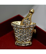 Rhinestone Ice Bucket with Champagne Bottle Pin Brooch, New Yea Wedding ... - £15.63 GBP
