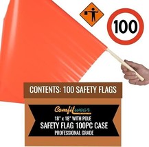 COMFITWEAR 100PC CASE Warning Flags Construction Site Red-Orange Flag 18... - $197.87