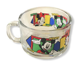 Disney Mickey &amp; Minnie Mouse  Glass Coffee Mug Soup Bowl with Handle 12 ... - £11.06 GBP