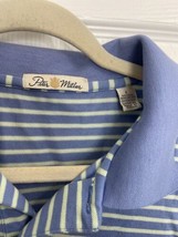 Men’s Large Peter Millar Golf Striped Polo Crown Blue Teal Shirt - $18.68