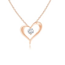 ANGARA 0.1 Ct GVS2-Clarity Solitaire Diamond Ribbon Heart Pendant in 14K Gold - $436.05