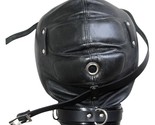 Genuine Black LEATHER GIMP Lockable O Ring Full Hood Mask Mouth Party Pl... - £28.01 GBP