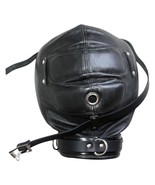 Genuine Black LEATHER GIMP Lockable O Ring Full Hood Mask Mouth Party Pl... - £27.49 GBP
