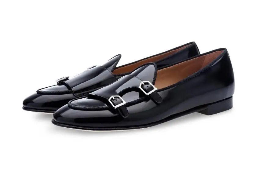 Casins double monk loafers metal buckle strap slippers slip on flats casual shoes party thumb200