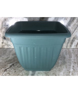 Fluted Teal Square Plastic Planter 7.75x 7.75x 6.88 in. Porch Outdoors S... - £7.69 GBP