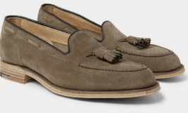 Mens Camel Suede Handmade Tassels Loafers Slips On Moccasin Shoes - £115.07 GBP