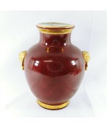 Vase Table Lamp Base Ceramic Burgundy Gold Accent Trim Vintage Home Deco... - $1,316.22 MXN