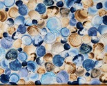 Cotton Packed Blue Seashells Beach Summer Fabric Print by the Yard D588.77 - $14.95