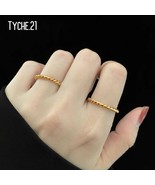 Womens Gold Thin Twist Stacking Ring Minimalist Jewelry Stainless Steel ... - £9.09 GBP+