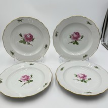 Meissen Porcelain Germany Pink Roses Deep Dinner Plates 9.5”x1” Circa 19... - $405.00