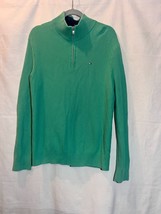 Tommy Hilfiger Mens SZ L 1/4 Zip Mock Neck Sweater Pullover Knit  Green ... - $24.74