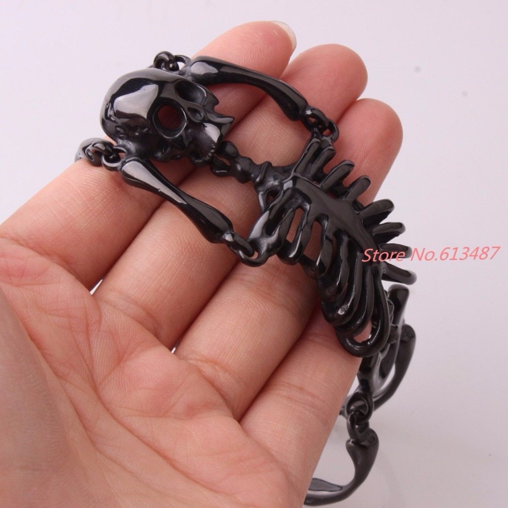 Elliz Clothing's Unisex Stainless Steel Goth Skeleton Bracelet Metal Bangle Brac Item image 5